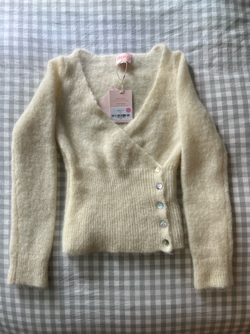 Rouje Asymmetrical Cream Mohair Cardigan NWT Size S *AS SEEN ON PINTEREST*